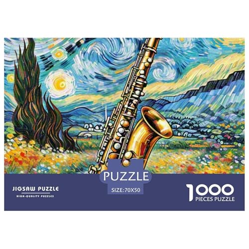 1000 Teile Saxofon Puzzle Perfekt Für Spieleabende Wunderschönes Dekoration Herausforderndes Musikinstrumente Puzzle Für Erwachsene Teenager 70x50cm/1000pcs von UXINYOUME