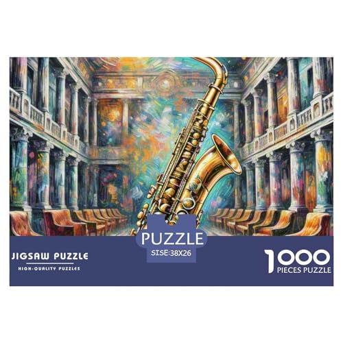 1000 Teile Saxofon Puzzle Perfekt Für Spieleabende Wunderschönes Dekoration Herausforderndes Musikinstrumente Puzzle Für Erwachsene Und Kinder 38x26cm/1000pcs von UXINYOUME