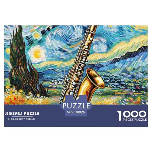 1000 Teile Saxofon Puzzles Perfekt Für Spieleabende Wunderschönes Dekoration Anspruchsvolles Musikinstrumente Puzzle Für Erwachsene Und Kinder 38x26cm/1000pcs von UXINYOUME