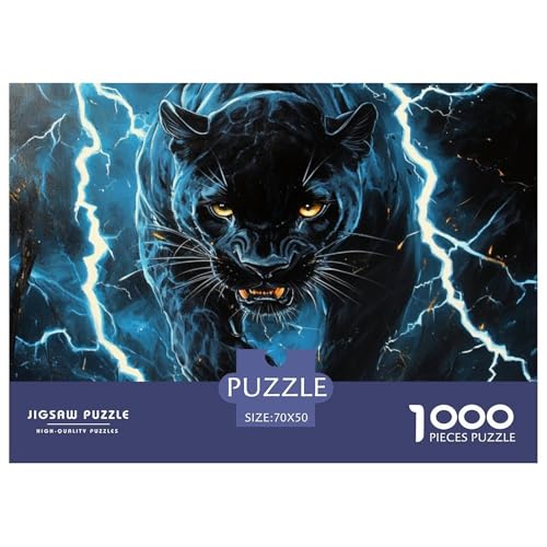 1000 Teile Schwarzer Leopard Puzzles Perfekt Für Spieleabende Wohnungsdekoration wildes Tier Puzzle Perfekt Für Erwachsene Und Kinder 70x50cm/1000pcs von UXINYOUME