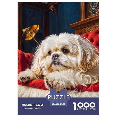 1000 Teile Shih Tzu Puzzle Perfekt Für Spieleabende Wunderschönes Dekoration Herausforderndes Cute Hund Puzzle Für Erwachsene Und Kinder 38x26cm/1000pcs von UXINYOUME