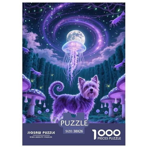 1000 Teile Yorkshire Terrier Puzzle Perfekt Für Spieleabende Wunderschönes Dekoration Herausforderndes Cute Hund Puzzle Für Erwachsene Teenager 38x26cm/1000pcs von UXINYOUME