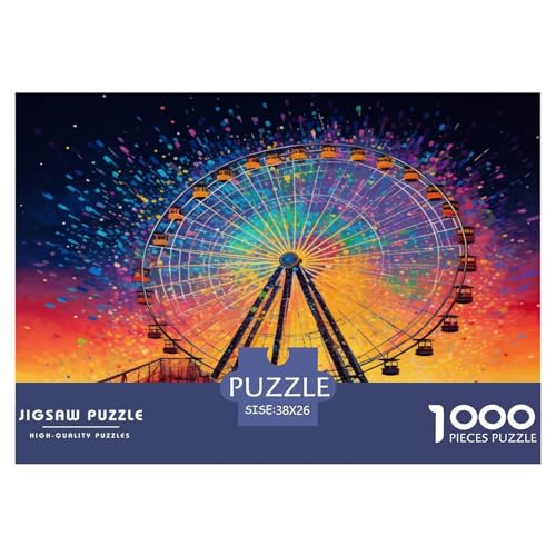 1000-teiliges Aurora Ferris Rad Puzzles Familien-Puzzlespiel Wohnungsdeko Herausforderndes Vergnügungspark Puzzle Für Damen, Herren, Kinder Ab 14 Jahren 38x26cm/1000pcs von UXINYOUME
