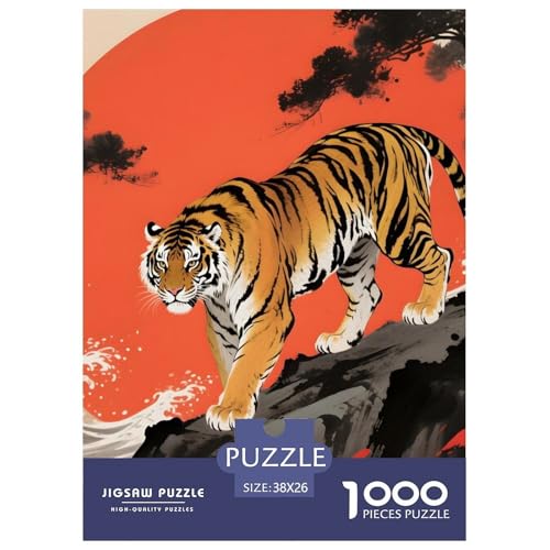 1000-teiliges Tiger Puzzle Familien-Puzzlespiel Wunderschönes Dekoration Anspruchsvolles Wildtiere Puzzle Für Erwachsene Und Kinder 38x26cm/1000pcs von UXINYOUME