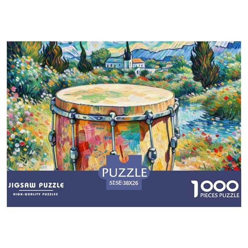 1000-teiliges Trommel Puzzles Perfekt Für Spieleabende Wunderschönes Dekoration Herausforderndes Musikinstrumente Puzzle Für Erwachsene Teenager 38x26cm/1000pcs von UXINYOUME