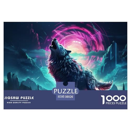 1000-teiliges Wolf Puzzles Lernspiel Spielzeug Wunderschönes Dekoration Anspruchsvolles wildes Tier Puzzle Für Erwachsene Und Kinder 38x26cm/1000pcs von UXINYOUME