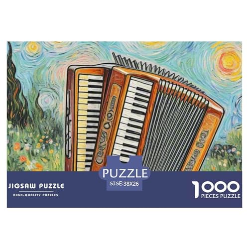 Akkordeon Puzzles Perfekt Für Spieleabende Wunderschönes Dekoration 1000 Teile Anspruchsvolles Musikinstrumente Puzzle Für Erwachsene Und Kinder 38x26cm/1000pcs von UXINYOUME