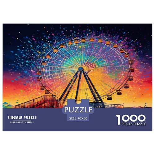 Aurora Ferris Rad Puzzles Lernspiel Spielzeug Wunderschönes DekoRatteteteteion 1000 Teile Anspruchsvolles Vergnügungspark Puzzle Für Damen, Herren, Kinder Ab 14 Jahren 70x50cm/1000pcs von UXINYOUME