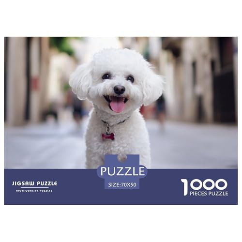 Bichon Frise Puzzles Lernspiel Spielzeug Wohnungsdekoration 1000 Stück Hunds Puzzle Perfekt Für Damen, Herren, Kinder Ab 14 Jahren 70x50cm/1000pcs von UXINYOUME