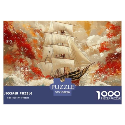 Canvas Boot Puzzle Lernspiel Spielzeug Wunderschönes Dekoration 1000-teiliges Herausforderndes Segeln Abenteuer Puzzle Für Erwachsene Teenager 38x26cm/1000pcs von UXINYOUME