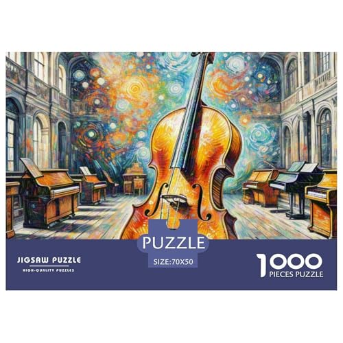 Cello Puzzles Lernspiel Spielzeug Heimdekoration 1000 Stück Anspruchsvolles Musikinstrumente Puzzle Für Damen, Herren, Kinder Ab 14 Jahren 70x50cm/1000pcs von UXINYOUME
