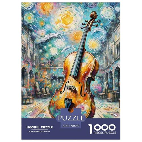 Cello Puzzles Lernspiel Spielzeug Wunderschönes Dekoration 1000 Stück Anspruchsvolles Musikinstrumente Puzzle Für Damen, Herren, Kinder Ab 14 Jahren 70x50cm/1000pcs von UXINYOUME
