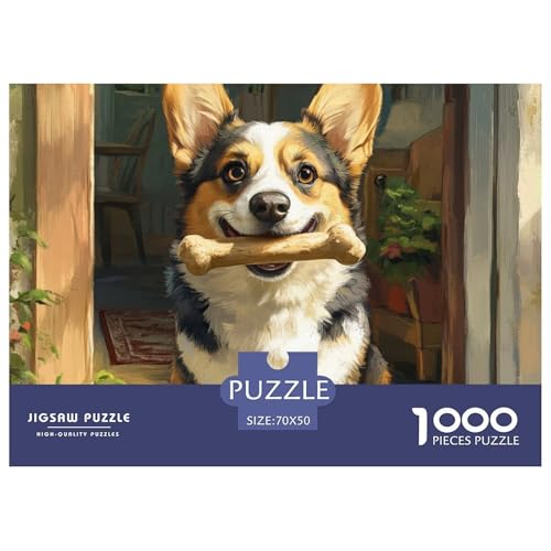 Corgi Puzzles Lernspiel Spielzeug Heimdekoration 1000 Stück Anspruchsvolles Hunds Puzzle Für Damen, Herren, Kinder Ab 14 Jahren 70x50cm/1000pcs von UXINYOUME