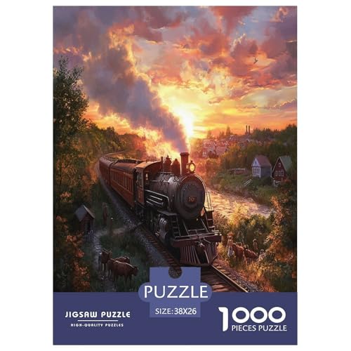 Dampfzug Puzzle 1000 Teile Schwer Puzzle Spielzeug Pädagogisches Spiel Impossible Herausforderungsspielzeug Für Erwachsene Und Kinder in Bewährter 38x26cm/1000pcs von UXINYOUME
