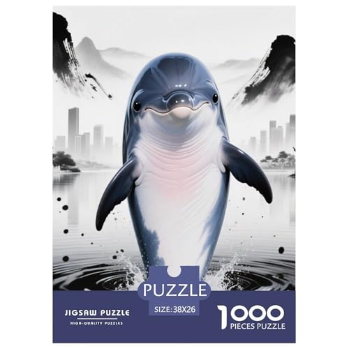 Delphin Puzzles Familien-Puzzlespiel Wunderschönes Dekoration 1000 Stück Herausforderndes Vie Marine Puzzle Für Damen, Herren, Kinder Ab 14 Jahren 38x26cm/1000pcs von UXINYOUME