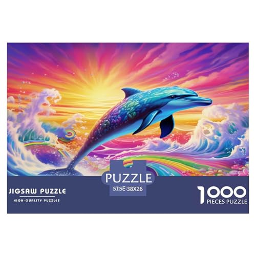 Delphin Puzzles Lernspiel Spielzeug Wunderschönes DekoRatteteteteion 1000 Stück Anspruchsvolles Sea Tieres Puzzle Für Damen, Herren, Kinder Ab 14 Jahren 38x26cm/1000pcs von UXINYOUME
