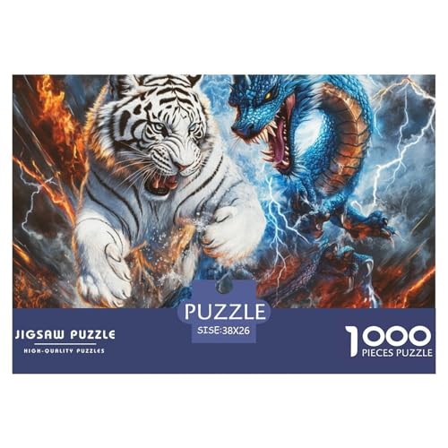 Drachen and Tiger Puzzles Lernspiel Spielzeug Wunderschönes Dekoration 1000 Stück Herausforderndes Tiere Puzzle Für Erwachsene Und Kinder 38x26cm/1000pcs von UXINYOUME