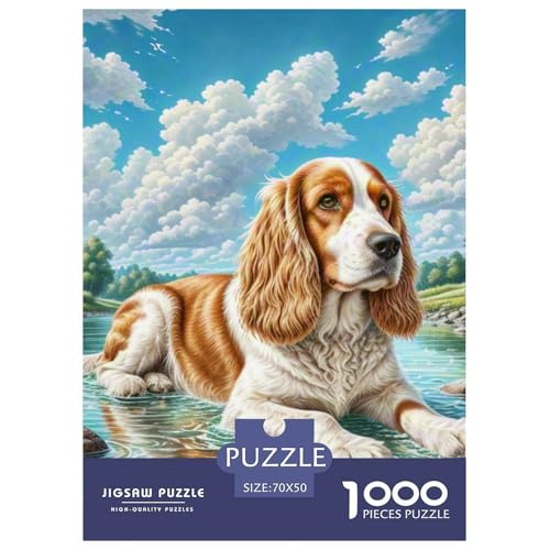 Englischer Springer Spaniel Puzzles Lernspiel Spielzeug Wunderschönes Dekoration 1000 Teile Anspruchsvolles Hübsches Tier Puzzle Für Damen, Herren, Kinder Ab 14 Jahren 70x50cm/1000pcs von UXINYOUME