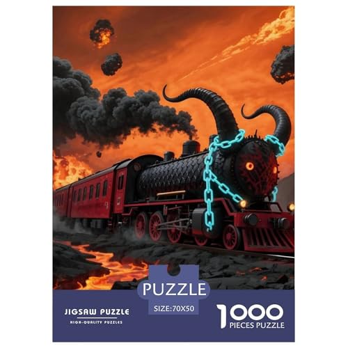 Fantasy Dampfzug Puzzle Familien-Puzzlespiel Wunderschönes Dekoration 1000 Teile Anspruchsvolles Fictional World Puzzle Für Damen, Herren, Kinder Ab 14 Jahren 70x50cm/1000pcs von UXINYOUME