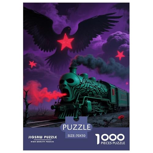 Fantasy Dampfzug Puzzle Lernspiel Spielzeug Heimdekoration 1000-teiliges Anspruchsvolles Fictional WorldPuzzle Für Damen, Herren, Kinder Ab 14 Jahren 70x50cm/1000pcs von UXINYOUME