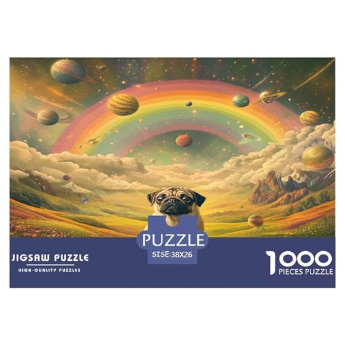 Französische BullHundge Puzzle Lernspiel Spielzeug HeimdekoRatteteteteion 1000-teiliges Anspruchsvolles TieresPuzzle Für Damen, Herren, Kinder Ab 14 Jahren 38x26cm/1000pcs von UXINYOUME