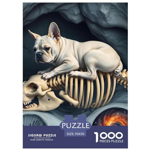 Französische BullHundge Puzzles Perfekt Für Spieleabende Wunderschönes Dekoration 1000 Teile Anspruchsvolles Cute Hund Puzzle Für Erwachsene Und Kinder 70x50cm/1000pcs von UXINYOUME