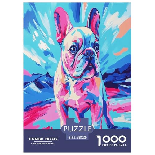 Französischer Bullhund Puzzles 1000 Teile Schwer Puzzle Spielzeug Lernspiel Impossible Herausforderungsspielzeug Für Erwachsene Und Kinder in Bewährter 38x26cm/1000pcs von UXINYOUME