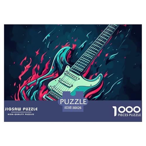 Gitarre Puzzles Familien-Puzzlespiel Wunderschönes Dekoration 1000 Stück Herausforderndes Musikinstrumente Puzzle Für Damen, Herren, Kinder Ab 14 Jahren 38x26cm/1000pcs von UXINYOUME