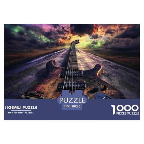Gitarre Puzzles Lernspiel Spielzeug Heimdekoration 1000 Stück Anspruchsvolles Musikinstrumente Puzzle Für Damen, Herren, Kinder Ab 14 Jahren 38x26cm/1000pcs von UXINYOUME