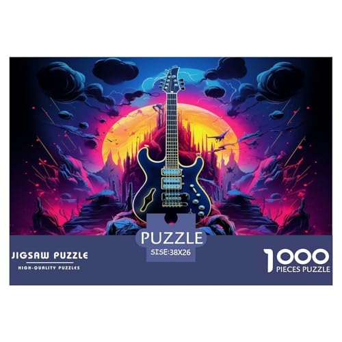 Gitarre Puzzles Perfekt Für Spieleabende Wohnungsdeko 1000 Stück Musikinstrumente Puzzle Perfekt Für Damen, Herren, Kinder Ab 14 Jahren 38x26cm/1000pcs von UXINYOUME