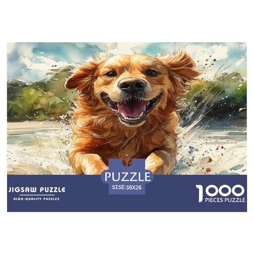 Goldener Retriever Puzzle Lernspiel Spielzeug Wunderschönes DekoRatteteteteion 1000-teiliges Herausforderndes Hund Puzzle Für Erwachsene Teenager 38x26cm/1000pcs von UXINYOUME