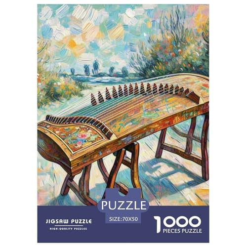 Guzheng Puzzle Lernspiel Spielzeug Wohnungsdekoration 1000-teiliges Herausforderndes Musikinstrumente Puzzle Für Damen, Herren, Kinder Ab 14 Jahren 70x50cm/1000pcs von UXINYOUME