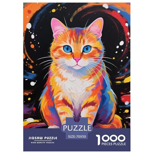 Katze Puzzle Lernspiel Spielzeug Wunderschönes Dekoration 1000-teiliges Herausforderndes Animaux mignons Puzzle Für Erwachsene Teenager 70x50cm/1000pcs von UXINYOUME