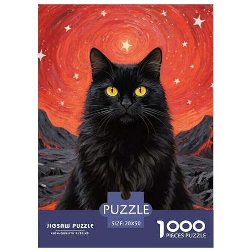Katze Puzzle Lernspiel Spielzeug Wunderschönes Dekoration 1000-teiliges Herausforderndes Animaux mignons Puzzle Für Erwachsene Teenager 70x50cm/1000pcs von UXINYOUME