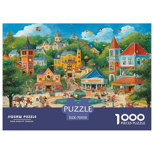 Kleines Mädchen Puzzles Lernspiel Spielzeug Wunderschönes DekoRatteteteteion 1000 Teile Anspruchsvolles Storybrooke Puzzle Für Damen, Herren, Kinder Ab 14 Jahren 70x50cm/1000pcs von UXINYOUME