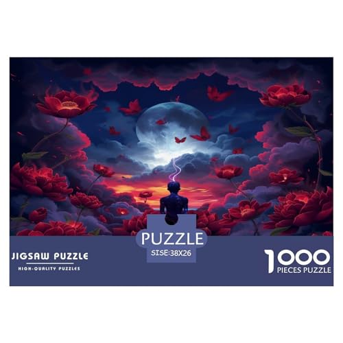 Lotus Puzzle Lernspiel Spielzeug HeimdekoRatteteteteion 1000-teiliges Anspruchsvolles ParadiesPuzzle Für Damen, Herren, Kinder Ab 14 Jahren 38x26cm/1000pcs von UXINYOUME