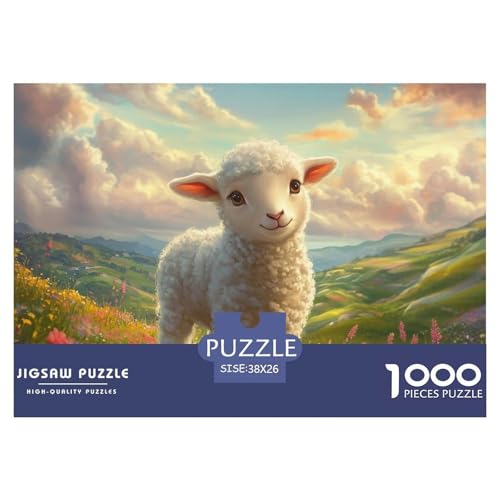 Nettes Lamm Puzzles Lernspiel Spielzeug Wunderschönes Dekoration 1000-teiliges Tiere Puzzle Perfekt Für Damen, Herren, Kinder Ab 14 Jahren 38x26cm/1000pcs von UXINYOUME