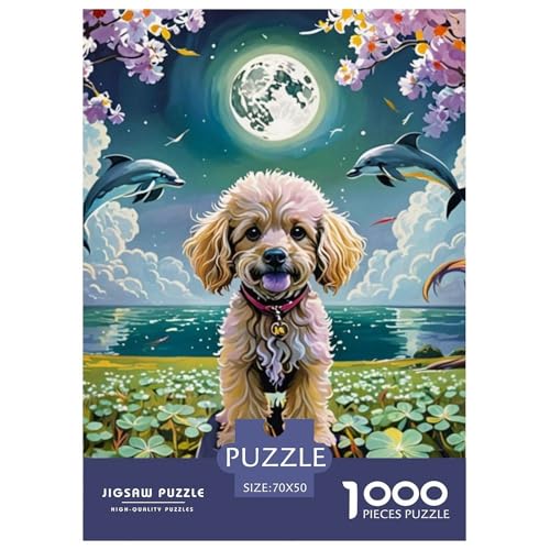 Poodle Puzzles Lernspiel Spielzeug Wunderschönes Dekoration 1000 Stück Anspruchsvolles Cute Hund Puzzle Für Damen, Herren, Kinder Ab 14 Jahren 70x50cm/1000pcs von UXINYOUME
