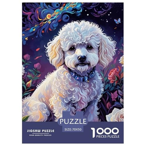 Poodle Puzzles Lernspiel Spielzeug Wunderschönes Dekoration 1000 Stück Anspruchsvolles Cute Hund Puzzle Für Damen, Herren, Kinder Ab 14 Jahren 70x50cm/1000pcs von UXINYOUME