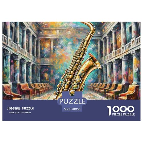 Saxofon Puzzles Perfekt Für Spieleabende Wunderschönes Dekoration 1000 Teile Anspruchsvolles Musikinstrumente Puzzle Für Erwachsene Und Kinder 70x50cm/1000pcs von UXINYOUME