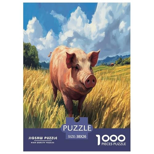 Schwein Puzzle 1000-teilige Schwer Puzzle Spielzeug Lernspiel Impossible Herausforderungsspielzeug Für Erwachsene Und Kinder Ab 12 Jahren 38x26cm/1000pcs von UXINYOUME