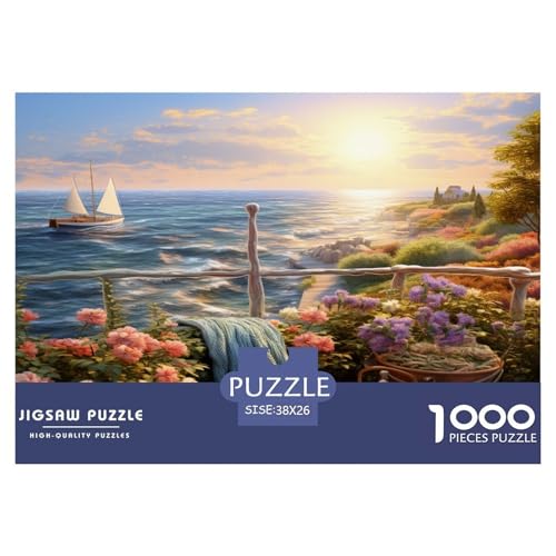 Sonnenuntergang über dem Hafen Puzzles Familien-Puzzlespiel Wunderschönes DekoRatteteteteion 1000 Teile Herausforderndes Hafen Dämmerung Puzzle Für Damen, Herren, Kinder Ab 14 Jahren 38x26cm/1000pcs von UXINYOUME