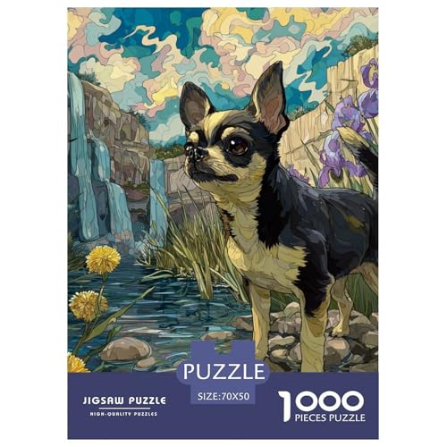 Süßer Haustierhund Puzzles Lernspiel Spielzeug Wunderschönes Dekoration 1000 Stück Anspruchsvolles Hübsches Tier Puzzle Für Damen, Herren, Kinder Ab 14 Jahren 70x50cm/1000pcs von UXINYOUME