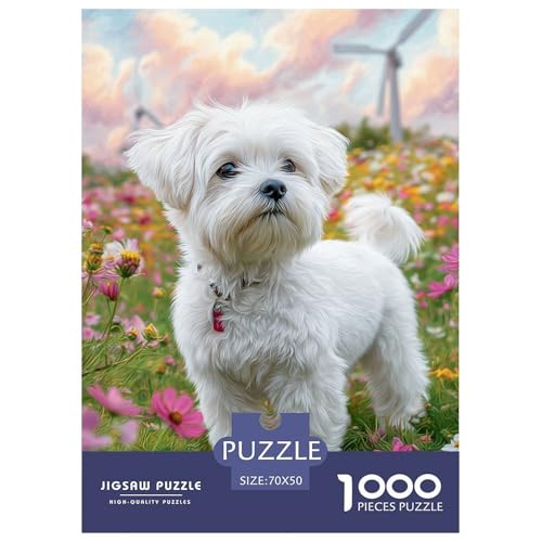 Süßer Hund Puzzles Lernspiel Spielzeug Heimdekoration 1000 Stück Anspruchsvolles Hübsches Tier Puzzle Für Damen, Herren, Kinder Ab 14 Jahren 70x50cm/1000pcs von UXINYOUME
