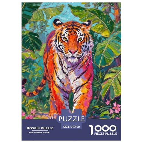 Tiger Puzzles Familien-Puzzlespiel Wohnungsdekoration 1000-teiliges Herausforderndes Wildtiere Puzzle Für Erwachsene Und Kinder 70x50cm/1000pcs von UXINYOUME