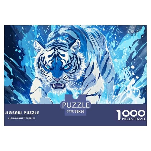 Tiger Puzzles Lernspiel Spielzeug Wunderschönes Dekoration 1000-teiliges Tiere Puzzle Perfekt Für Damen, Herren, Kinder Ab 14 Jahren 38x26cm/1000pcs von UXINYOUME
