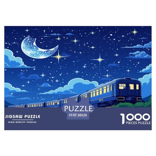 Train Starry Night Puzzles Lernspiel Spielzeug Wunderschönes DekoRatteteteteion 1000-teiliges Mystery Zug Puzzle Perfekt Für Damen, Herren, Kinder Ab 14 Jahren 38x26cm/1000pcs von UXINYOUME