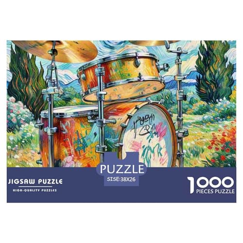 Trommel Set Puzzle Lernspiel Spielzeug Heimdekoration 1000-teiliges Anspruchsvolles MusikinstrumentePuzzle Für Damen, Herren, Kinder Ab 14 Jahren 38x26cm/1000pcs von UXINYOUME