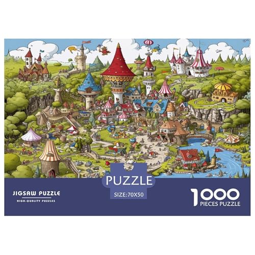 Vergnügungspark Puzzles Perfekt Für Spieleabende Wohnungsdeko 1000 Stück Fairytale Theme Park Puzzle Perfekt Für Damen, Herren, Kinder Ab 14 Jahren 70x50cm/1000pcs von UXINYOUME