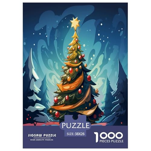 Weihnachtsbäume Cartoon Stil Puzzles 1000 Teile Schwer Puzzle Spielzeug Pädagogisches Spiel Impossible Herausforderungsspielzeug Für Erwachsene Und Kinder Ab 14 Jahren 38x26cm/1000pcs von UXINYOUME